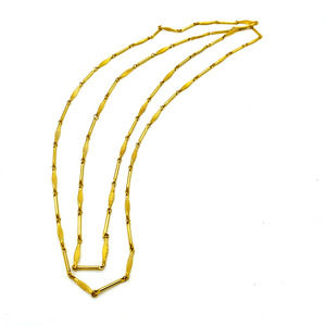 Women's Vintage Gold Tone Patterned Links Long Necklace 26 in.